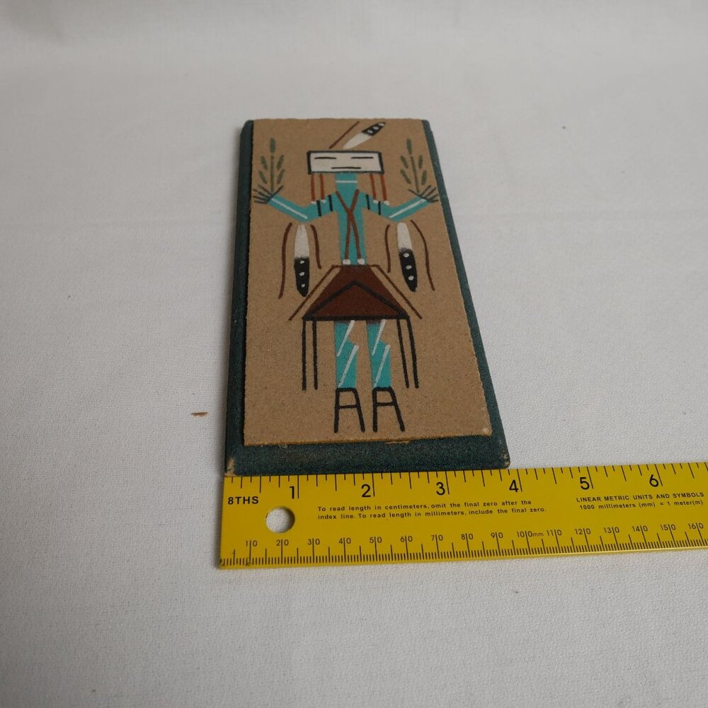 Navajo Sand Painting Yei Female Native American 8”x4” Signed By The Artist - Picture 4 of 11